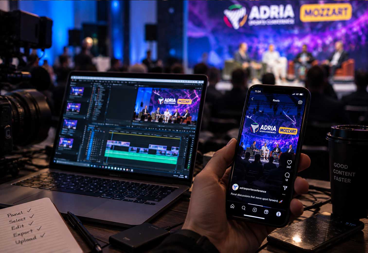 Montaža na licu mesta i objavljen rils na Instagramu konferencije