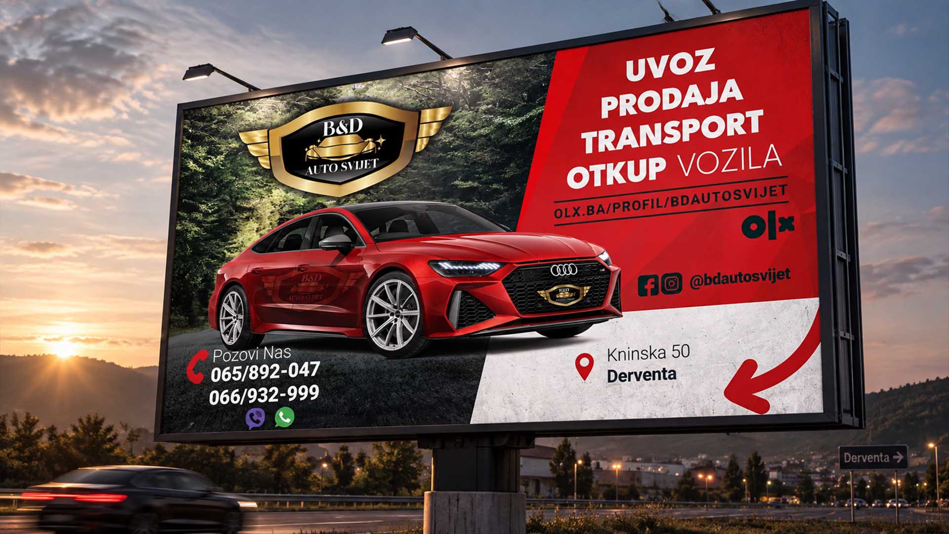 BD Auto Svijet — Logo i bilbord dizajn za BD Auto Svijet