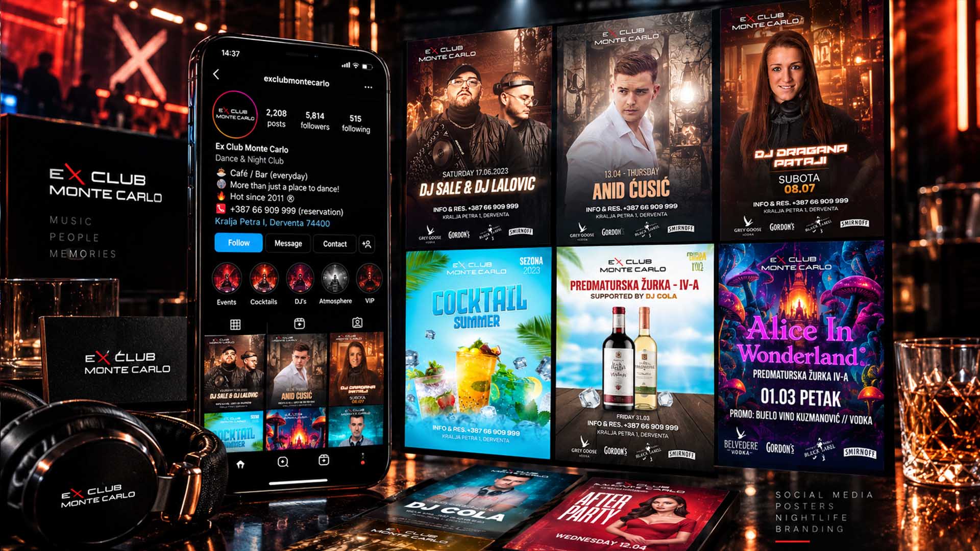 Plakati sezone i Instagram profil noćnog kluba ExClub Monte Carlo