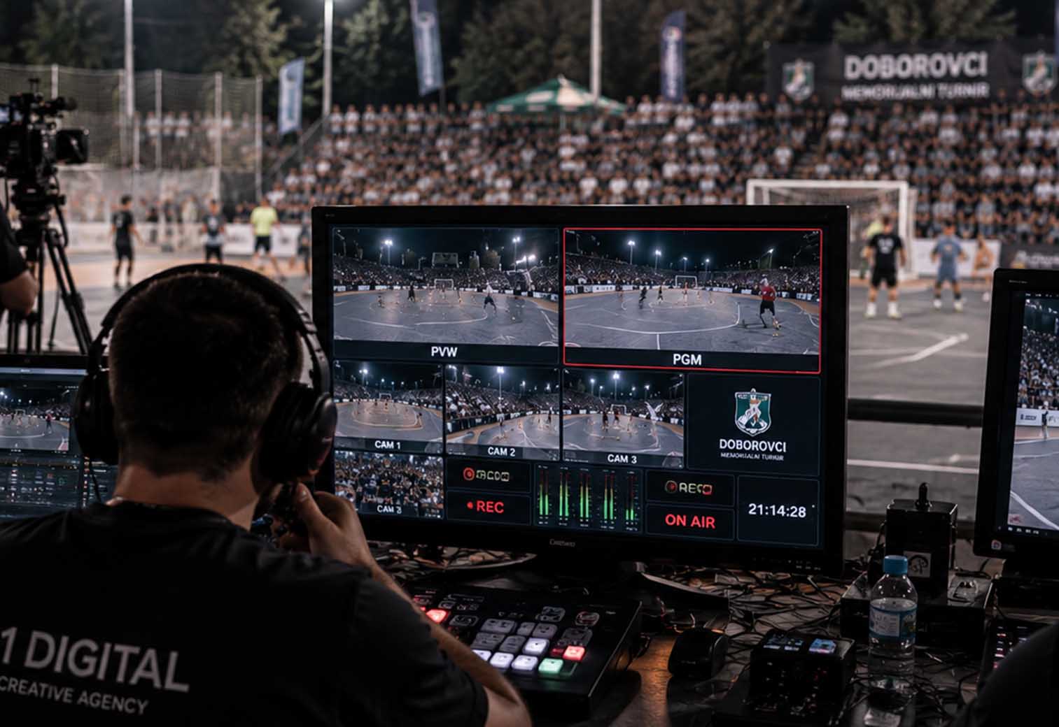 Mikseta i monitori prenosa uživo dok futsal turnir u Doborovcima traje