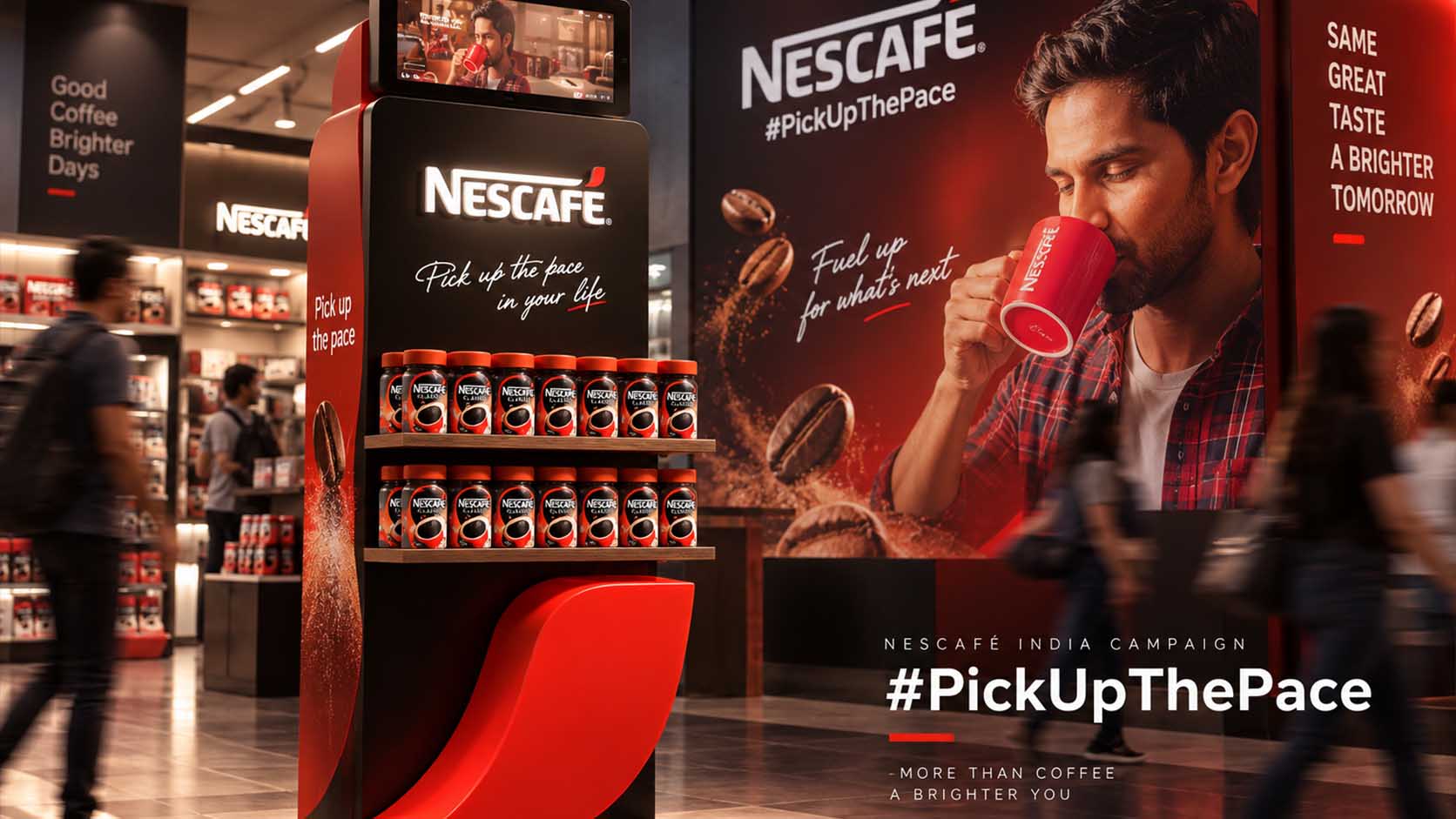 Nescafé India — 3D kampanja i vizuelna komunikacija za Nescafé #PickUpThePace