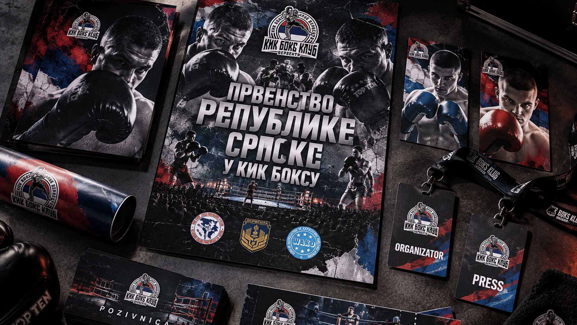 Plakat, pozivnice i akreditacije Prvenstva Republike Srpske u kik boksu