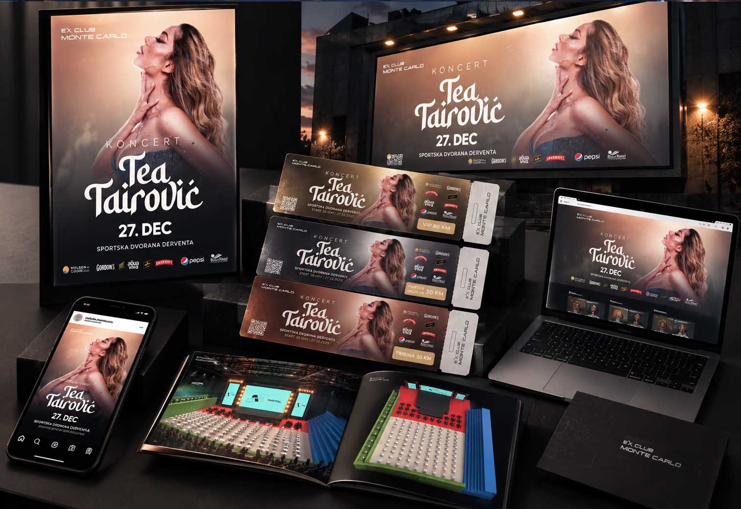 Plakat, bilbord, ulaznice i sajt za koncert Tee Tairović u Derventi