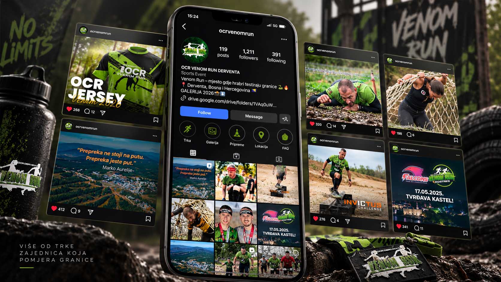 Instagram profil OCR Venom Run i objave sa trke